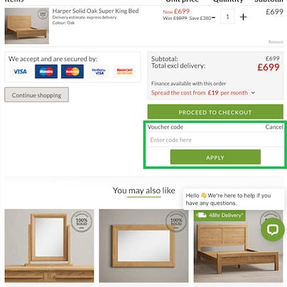 Where to enter your Oak Furniture Superstore Discount Code